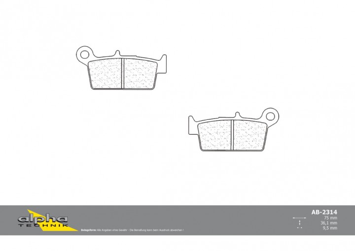 ALPHA TECHNIK Bremsbelag Straße mit ABE für SM530 unbekannt SM125 CRM50 Sahel 125 RM125 CRE125X KX