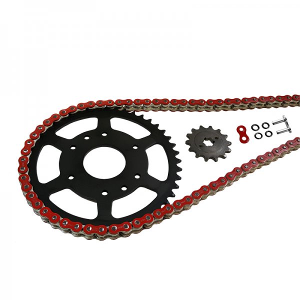 Kettensatz EK-Chain 530 MVXZ-2 für Kawasaki ZX10 Modelljahr 1988-1990 - Teilung 530 Farbe Rot