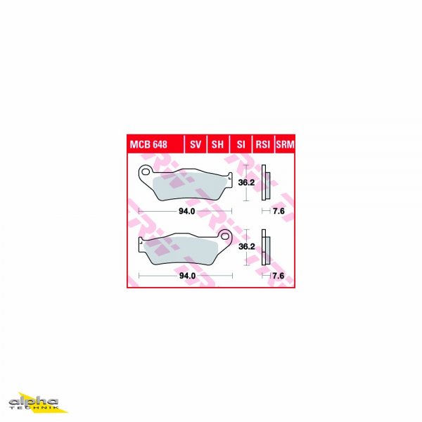 TRW Bremsbelagsatz MCB648RSI TE250 350 SX-F 510 SE Multistrada 1200S AA Sport 1200 LP MX500 T