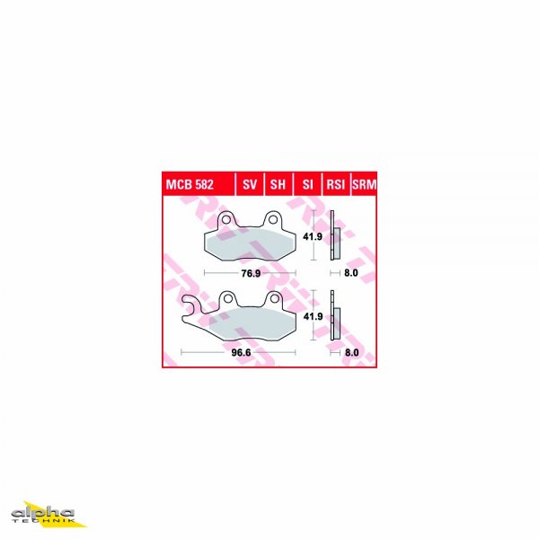 TRW Bremsbelagsatz MCB582SV YFM450 Centro 125 Django 50 M1 RM80 RC12A KVF650 SX50 PV MS3 250