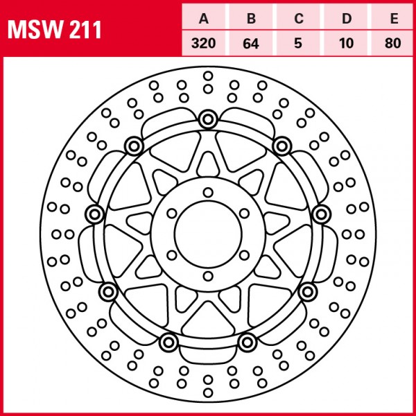 TRW Bremsscheibe Allround schwimmend MSW211 RSV1000R RR DB6 R DB06 888 SP ZDM888S Ghost 650 Stelvio