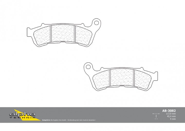 ALPHA TECHNIK Bremsbelag Scooter mit ABE für SH300i NF02 UH200 Burgman CD
