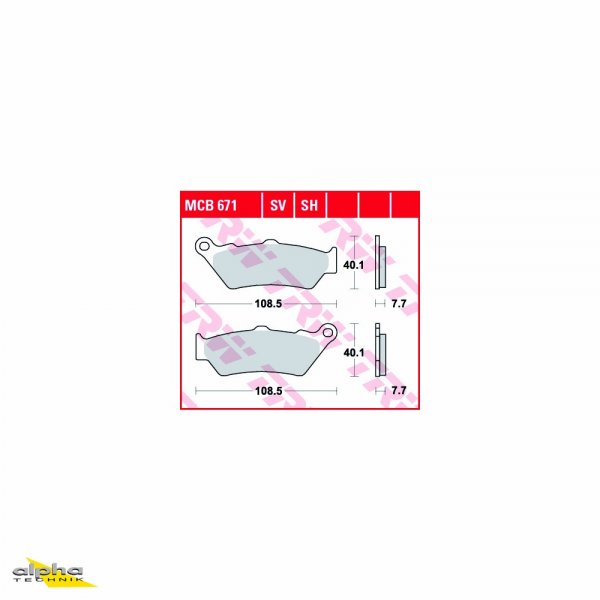 TRW Bremsbelagsatz MCB671SV Street Rod XG750A S ZF9.8 Superdual F850GS 4G85 FX650 Vigor RD09