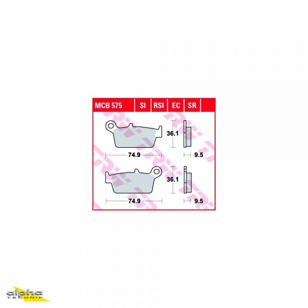 TRW Bremsbelagsatz MCB575SI WR250F CG NS1 DC03 BBX 508 Enduro KX250 SM450FSR RM250 WXE125 Reg