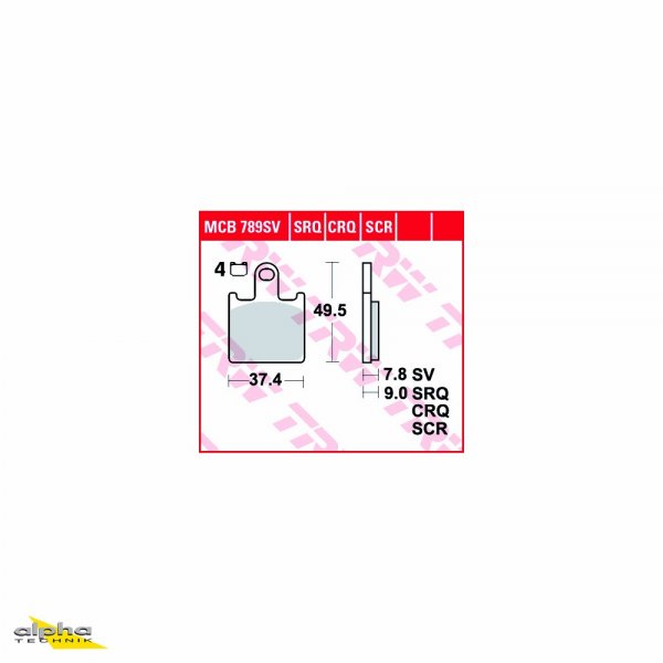 TRW Bremsbelagsatz MCB789CRQ ZZR1400 ZXT40A