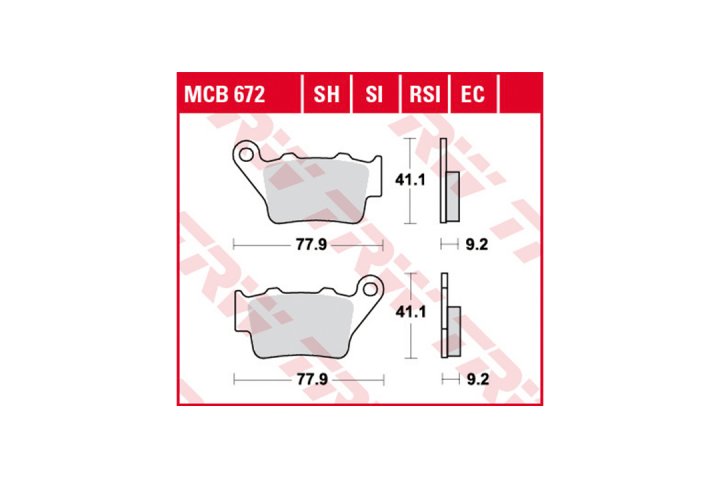 TRW Bremsbelagsatz EC MCB672EC Pegaso 650 VD BX449 Cross DS404 Caballero Scrambler EC125 MX 4