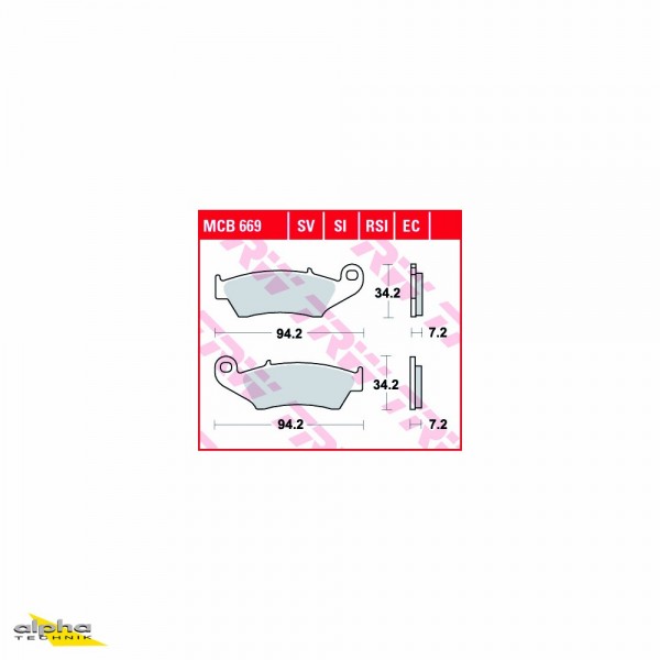 TRW Bremsbelagsatz MCB669RSI KX450F KX450 RM-Z450 YZ250 CG CR250R ME03 EC250 CRE490F RR430 Re