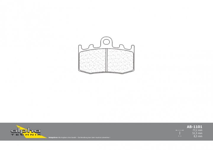 ALPHA TECHNIK Bremsbelag Straße mit ABE für HP2 Megamoto RHP2