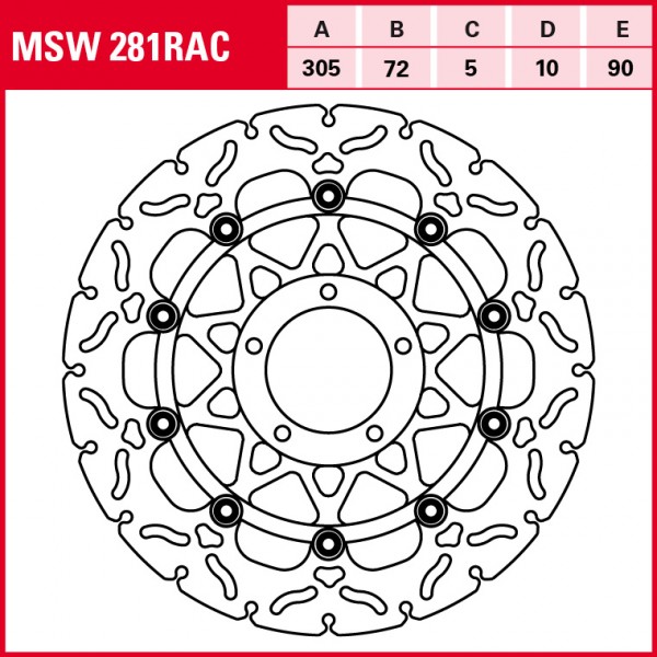 TRW Bremsscheibe Sportiv schwimmend MSW281RAC Hypermotard 796 B1