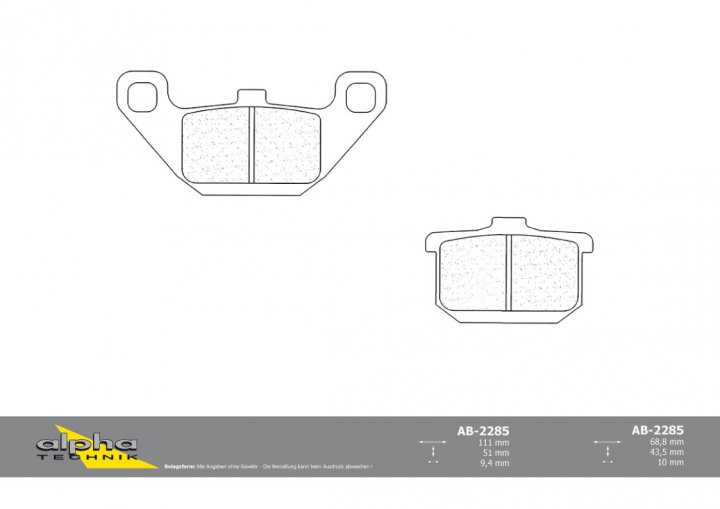 ALPHA TECHNIK Bremsbelag Straße mit ABE für Ninja 250 unbekannt