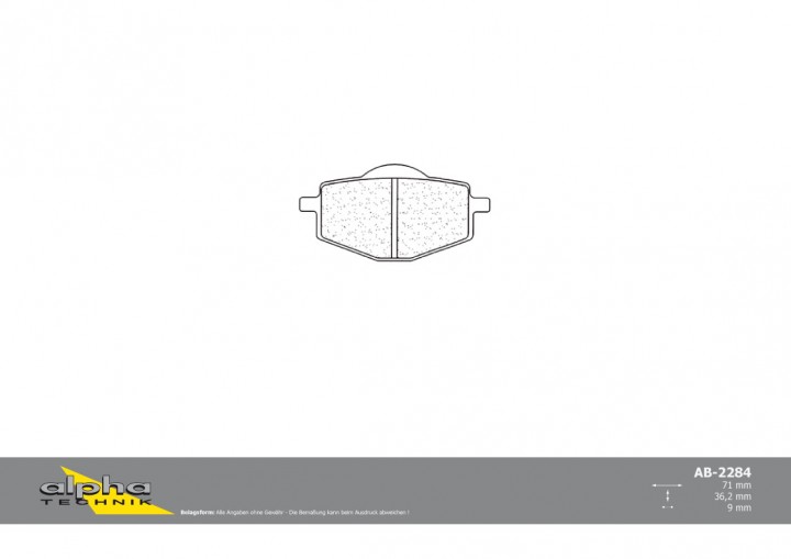 ALPHA TECHNIK Bremsbelag Straße mit ABE für DT125R DE03 Oregon Quad unbekannt