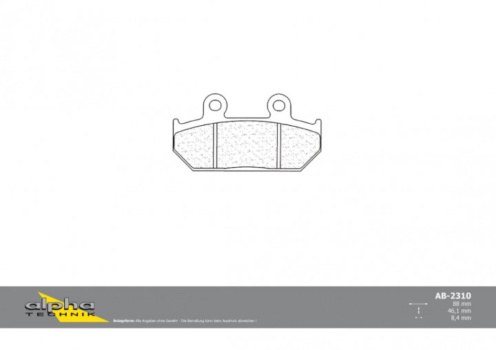 ALPHA TECHNIK Bremsbelag Straße mit ABE für NX500 Dominator unbekannt Elefant 750