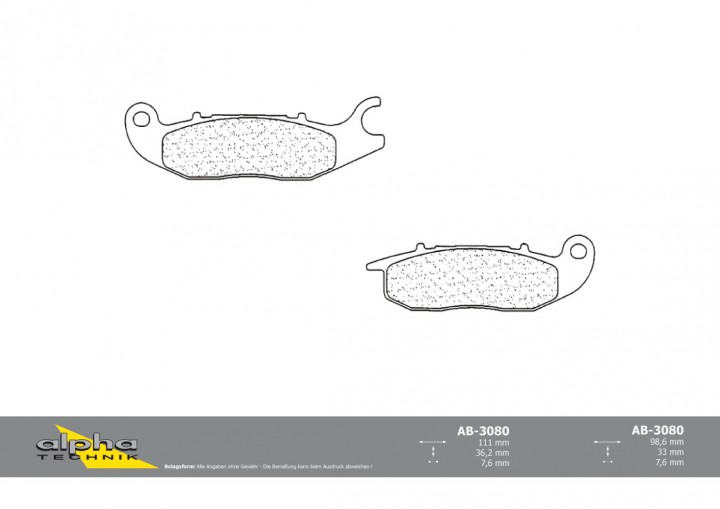 ALPHA TECHNIK Bremsbelag Scooter mit ABE für Innova ANF125 JC33 RS2 50 FR unbekannt