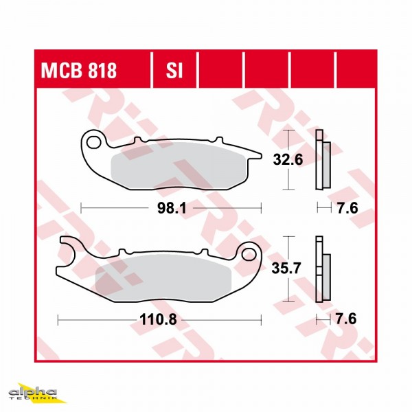 TRW Bremsbelagsatz MCB818 Tango 250 CRE125RR CRF250M MD38 Terra 125 TS Medley 125 MA0B EC250F