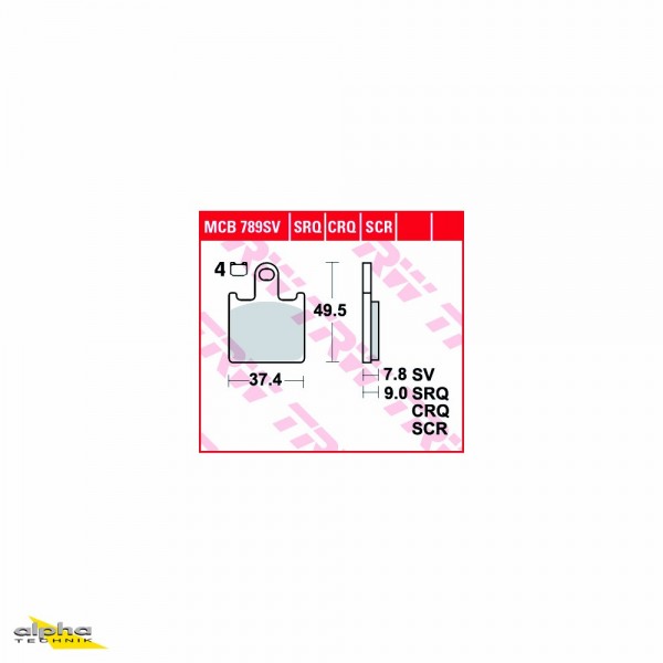 TRW Bremsbelagsatz MCB789SV ZZR1400 ZXT40A