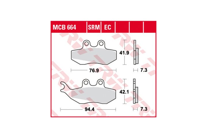 TRW Bremsbelagsatz EC MCB664EC MX50 Supermoto ST DNA50 C27 XSM50 68 Super Hexagon GTX125 M20