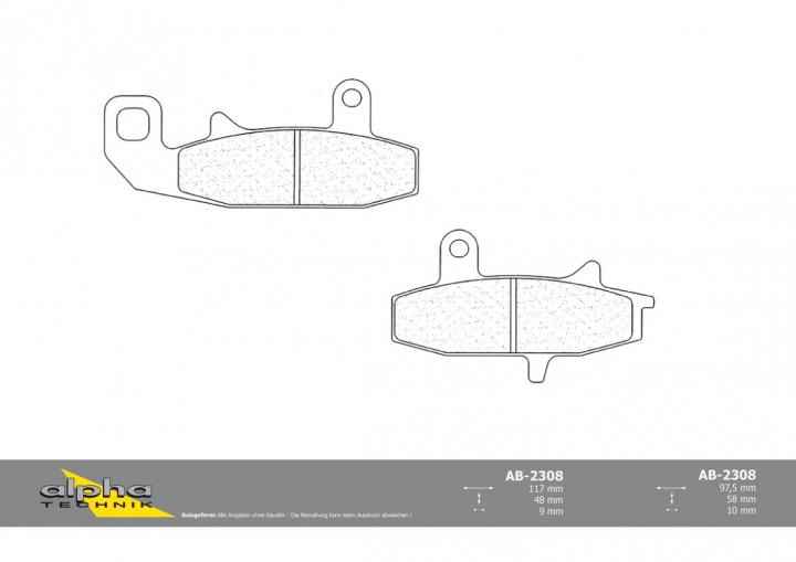 ALPHA TECHNIK Bremsbelag Straße mit ABE für DR650 SP44B