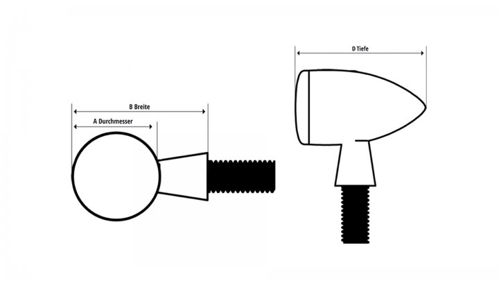 SHIN YO Einsatz LED-Mini-Rücklicht BULLET, rund, Glas transparent für