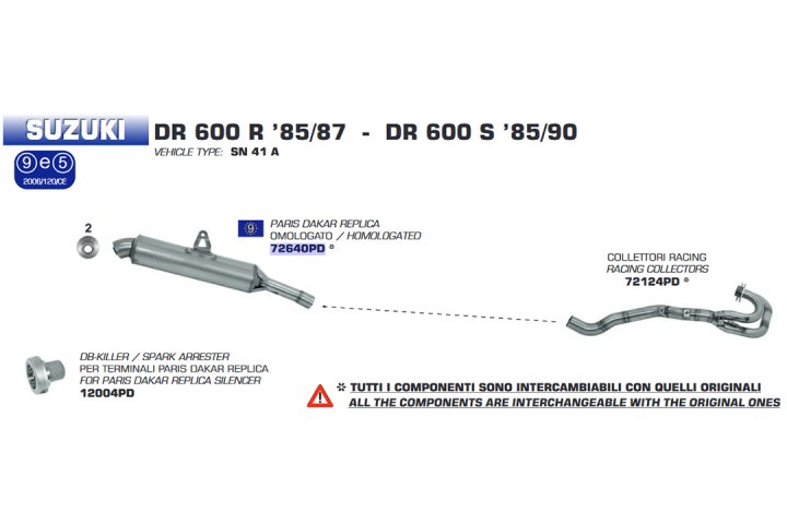 ARROW PD REPLIKA DR600R &#039;85- Edelstahl für DR600 SN41A