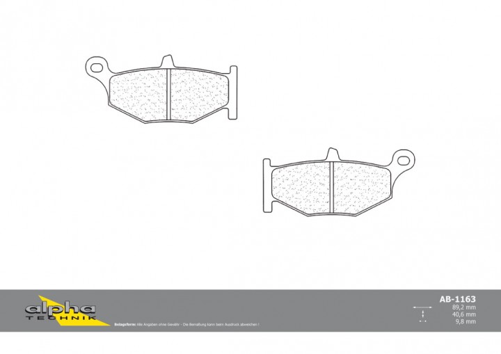 ALPHA TECHNIK Bremsbelag Straße mit ABE für GSR600 WVB9