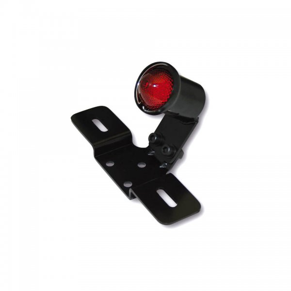 SHIN YO LED-Rücklicht OLD SCHOOL TYP3, schwarz, rotes Glas, mit Nr.-Schildhalter für