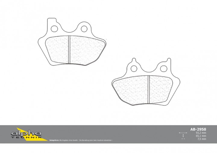 ALPHA TECHNIK Bremsbelag Straße mit ABE für Dyna Super Glide FXD