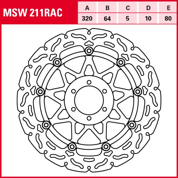 TRW Bremsscheibe Sportiv schwimmend MSW211RAC Pegaso 650 VD TNT 1130 TN 748 Biposto H3 690 Duke R KT