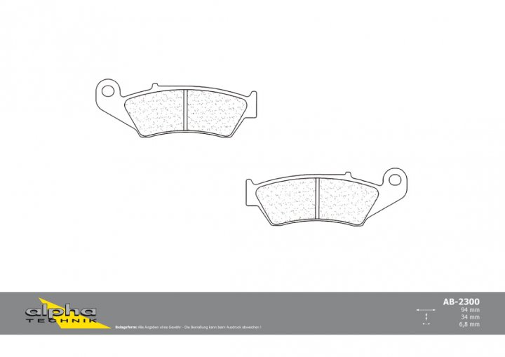 ALPHA TECHNIK Bremsbelag Straße mit ABE für 440E unbekannt Pampera 400 CRF250 Supermotard RR250 En
