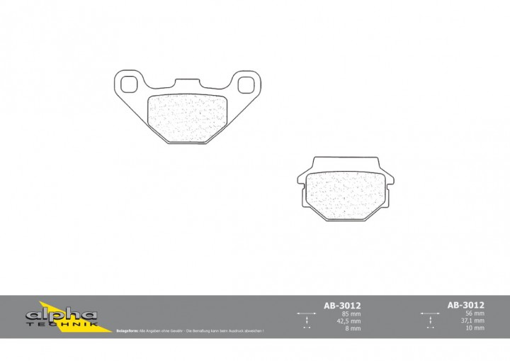 ALPHA TECHNIK Bremsbelag Scooter mit ABE für Big Wheel 50 unbekannt RS2 50 FR Wolf 50