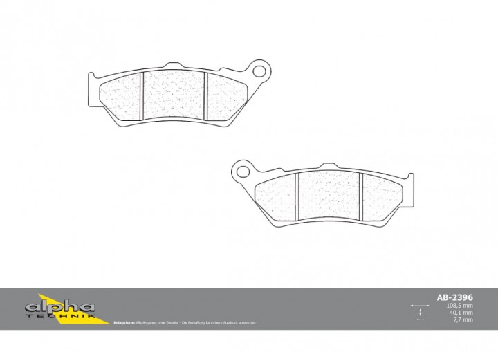 ALPHA TECHNIK Bremsbeläge Caponord 1000 PS C1 C1 GT1000 CB500 PC32 TR650 Strada A8 950 LC8 Adventur