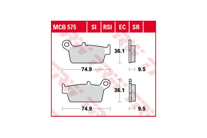 TRW Bremsbelagsatz EC MCB575EC PR5 BBX 508 Enduro Regolarna Competizione EC125 CRE125 CRM75 D