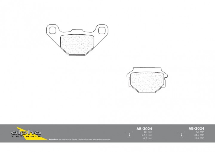 ALPHA TECHNIK Bremsbelag Scooter mit ABE für SV50 F052DE F10 unbekannt