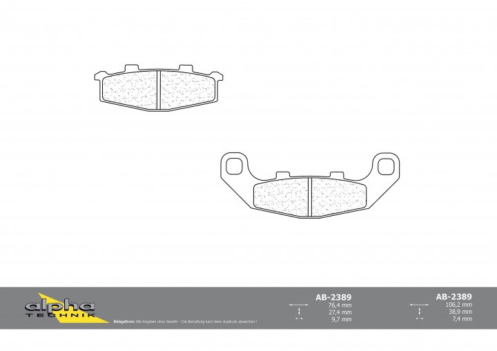 ALPHA TECHNIK Bremsbelag Straße mit ABE für Zephyr 750 ZR750C RGV250 VJ22A