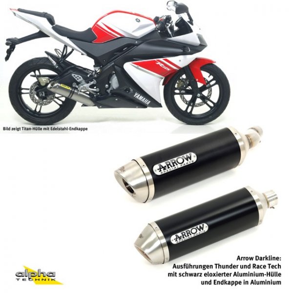 ARROW Thunder ESD YZF-R125 RE06 08-10 Alu schwarz für YZF-R125 RE06