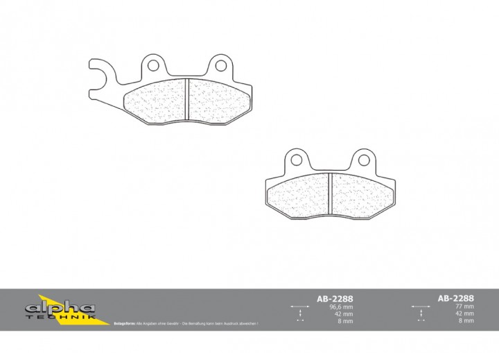 ALPHA TECHNIK Bremsbelag Straße mit ABE für Senda Baja 125SM SC Two Fifty unbekannt Bullet 500 Cla