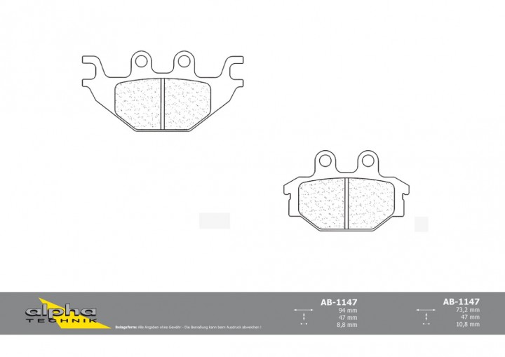 ALPHA TECHNIK Bremsbeläge 250 DS DS 250 500 MXU Outlander Avenger YZF-R125 RE06 Crossroad 300 2x4