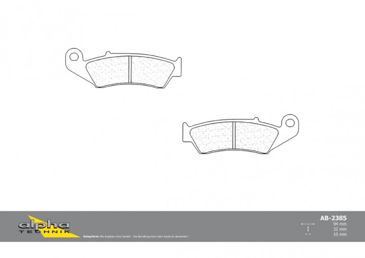 ALPHA TECHNIK Bremsbelag Straße mit ABE für RVF750R RC45