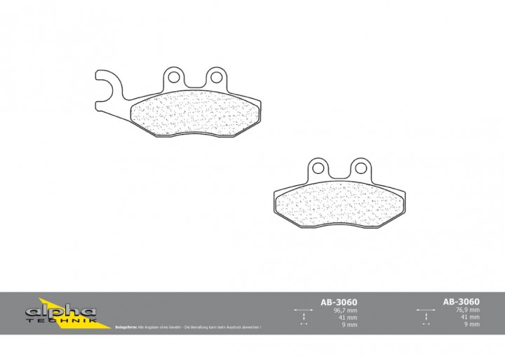 ALPHA TECHNIK Bremsbelag Scooter mit ABE für X8 150 Street M36 Runner 125VX M46 Satelis 250 J2 City