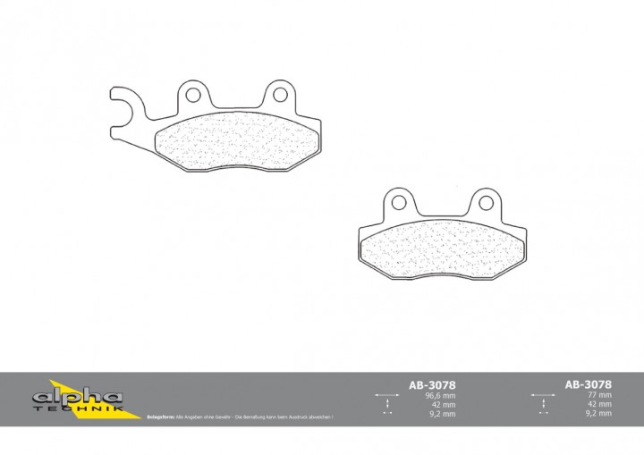ALPHA TECHNIK Bremsbelag Scooter mit ABE für Geopolis 300 N2 Sento 50 U8 Outlook 125 T13 Centro 125