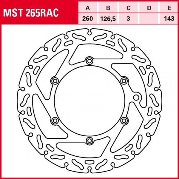 TRW Bremsscheibe Sportiv starr MST265RAC TE250 250 SX-F FE390