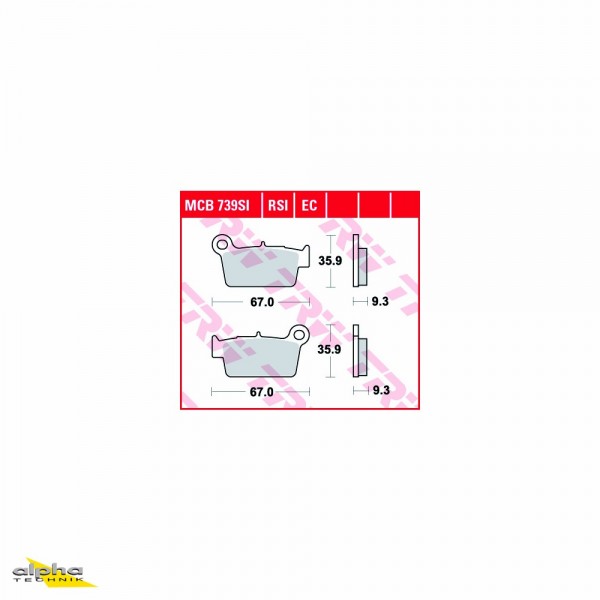 TRW Bremsbelagsatz MCB739RSI 450 SM YZ450F RR400 BBX 300 Enduro KX250F KX250 XC 300 SXV550 VS