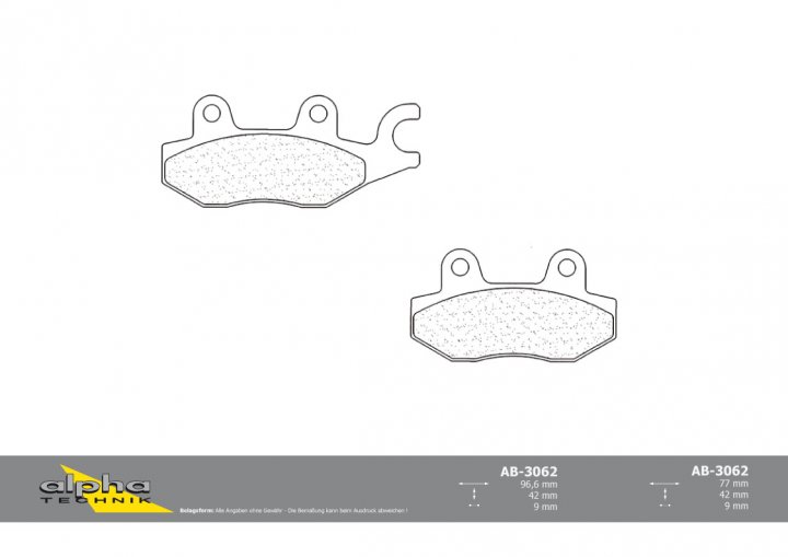 ALPHA TECHNIK Bremsbelag Scooter mit ABE für Dink 50 unbekannt Caffe Nero Shark 125 R HS12W S3 125