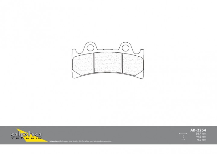 ALPHA TECHNIK Bremsbelag Straße mit ABE für YZF750SP 4HT Daytona 900 Super III T300B