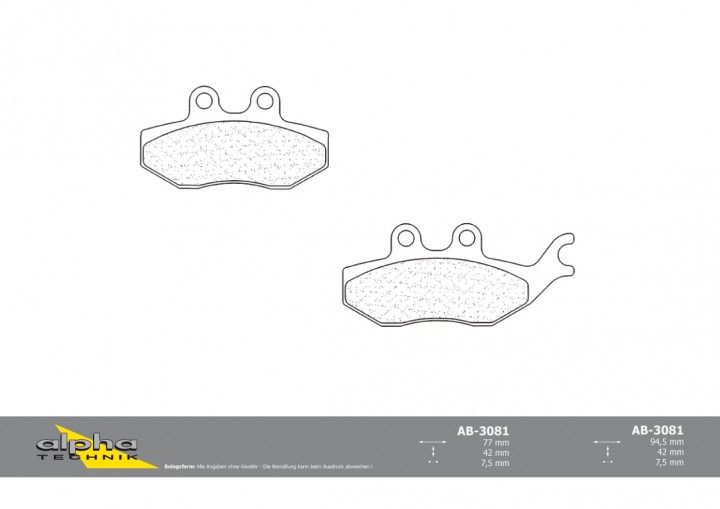 ALPHA TECHNIK Bremsbelag Scooter mit ABE für RS2 50 Matrix RS2 Jupiter 250 JC