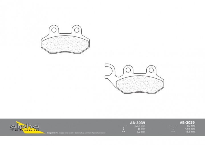 ALPHA TECHNIK Bremsbelag Scooter mit ABE für Red Devil 50 BL05W City 50 4P LXR125 LH PMS 50 unbekan