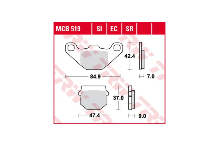 TRW Bremsbelagsatz EC MCB519EC Air Tec 1 TB50 Silver Fox Aero 50 RS4 50 TK Zanzero DS 90 Baby