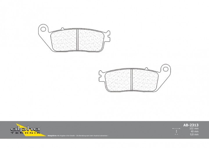 ALPHA TECHNIK Bremsbelag Straße mit ABE für VT125 Evolution unbekannt VF750C RC43 WR125X DE07 Ceva