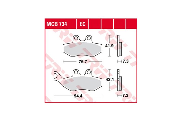 TRW Bremsbelagsatz EC MCB734EC Urban 125 T5 Elystar 125 H2 XT125X 74 Tuono 50 SE GTS Vespa GT