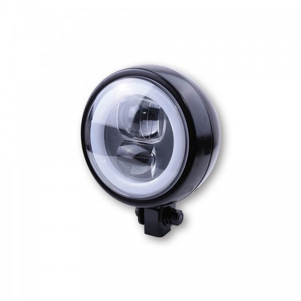 HIGHSIDER LED Scheinwerfer FLAT TYP 9 mit Standlichtring, schwarz, untere Befestigung für