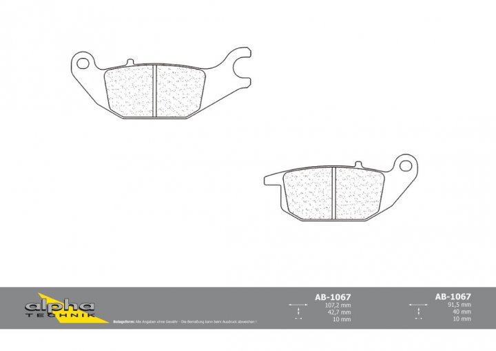 ALPHA TECHNIK Bremsbelag Straße mit ABE für CBR150R unbekannt
